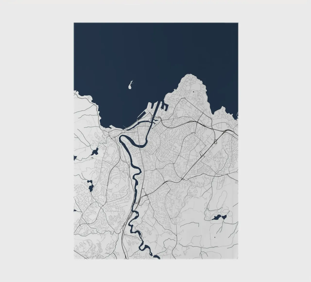 Minimalist Map of Trondheim - Modern and Clean Wall Art notebook by Ben & Clo creations