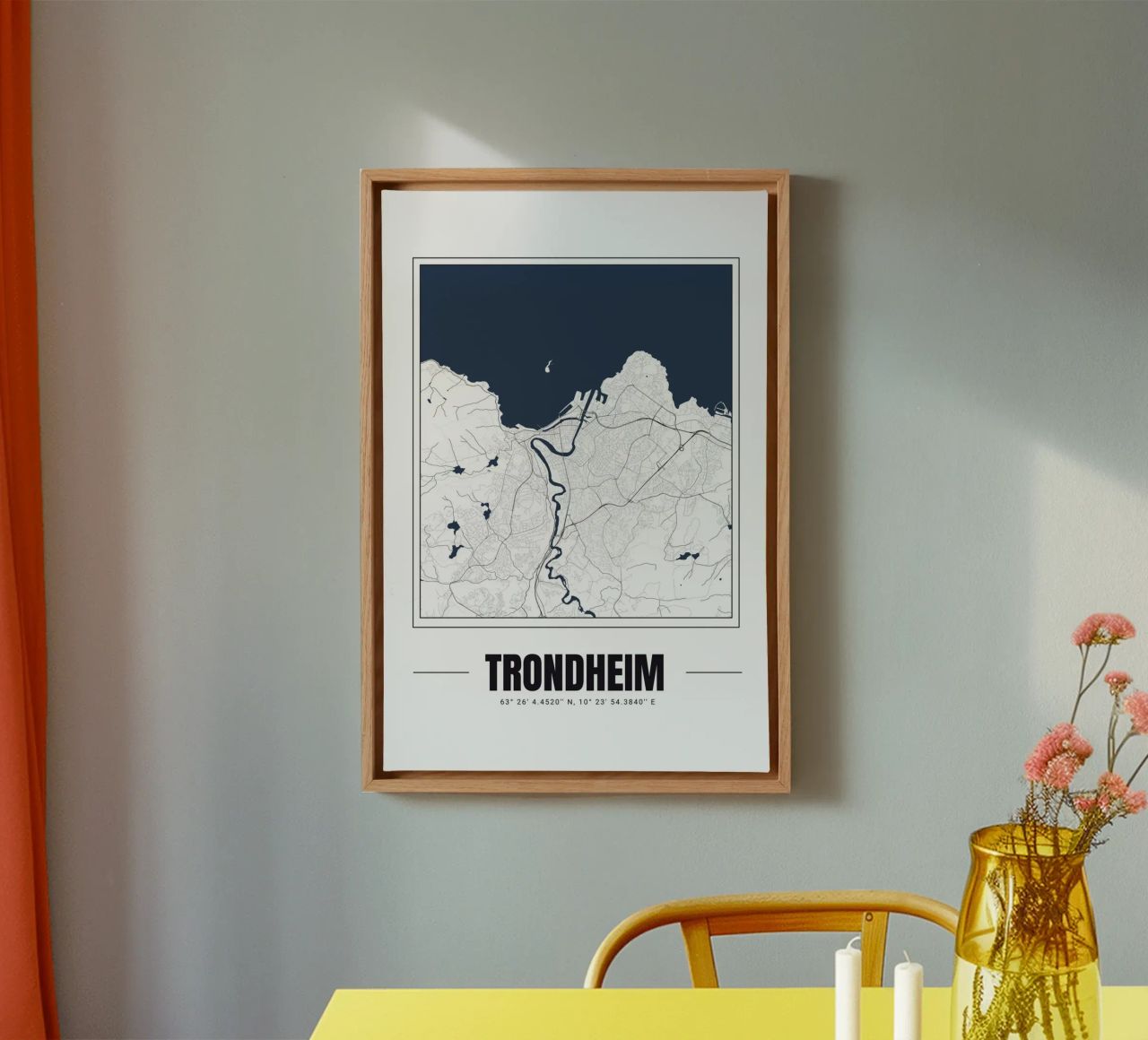 Minimalistische Karte von Trondheim - Moderne und saubere Wandkunst Leinwand von Ben & Clo creations