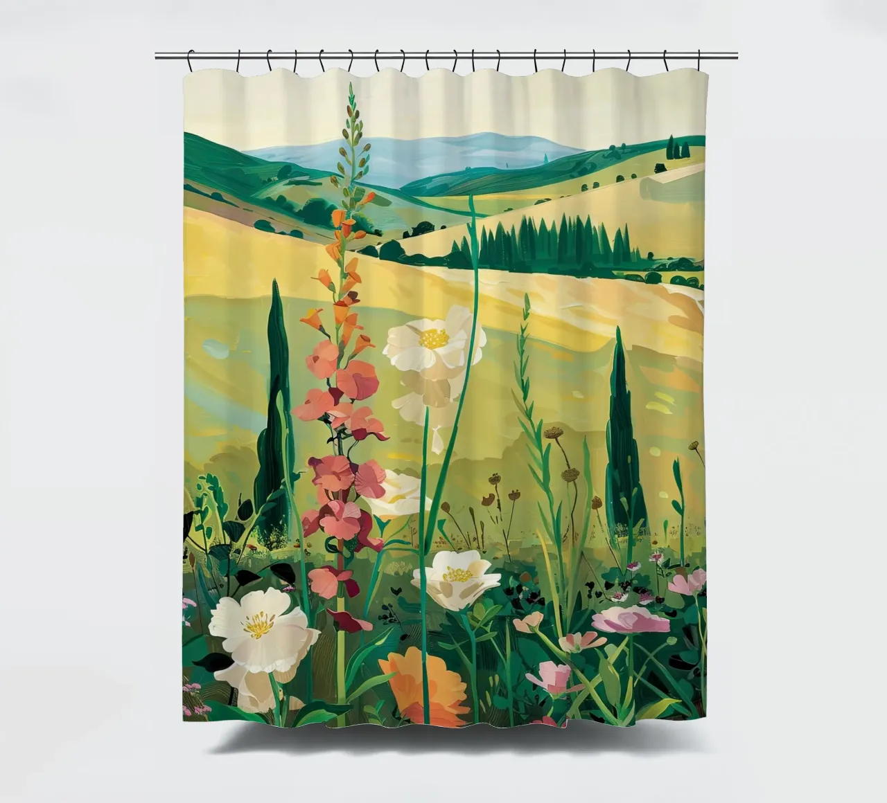 Campos de flores silvestres cortina de baño de DaarbyN