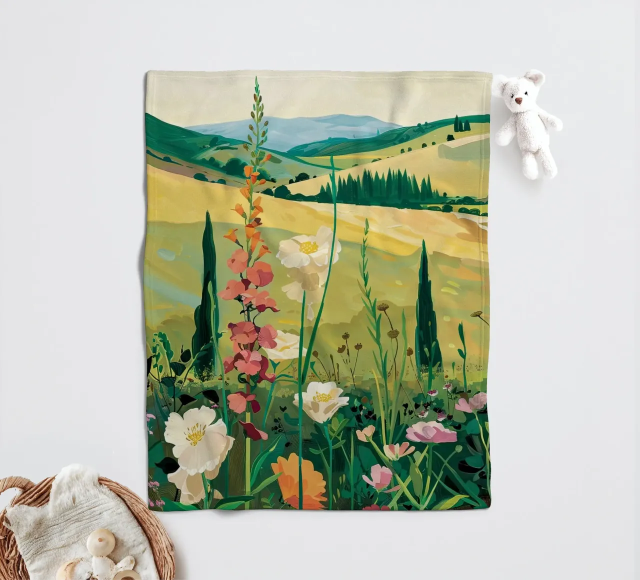 Campi di delicati fiori selvatici coperta in pile da DaarbyN