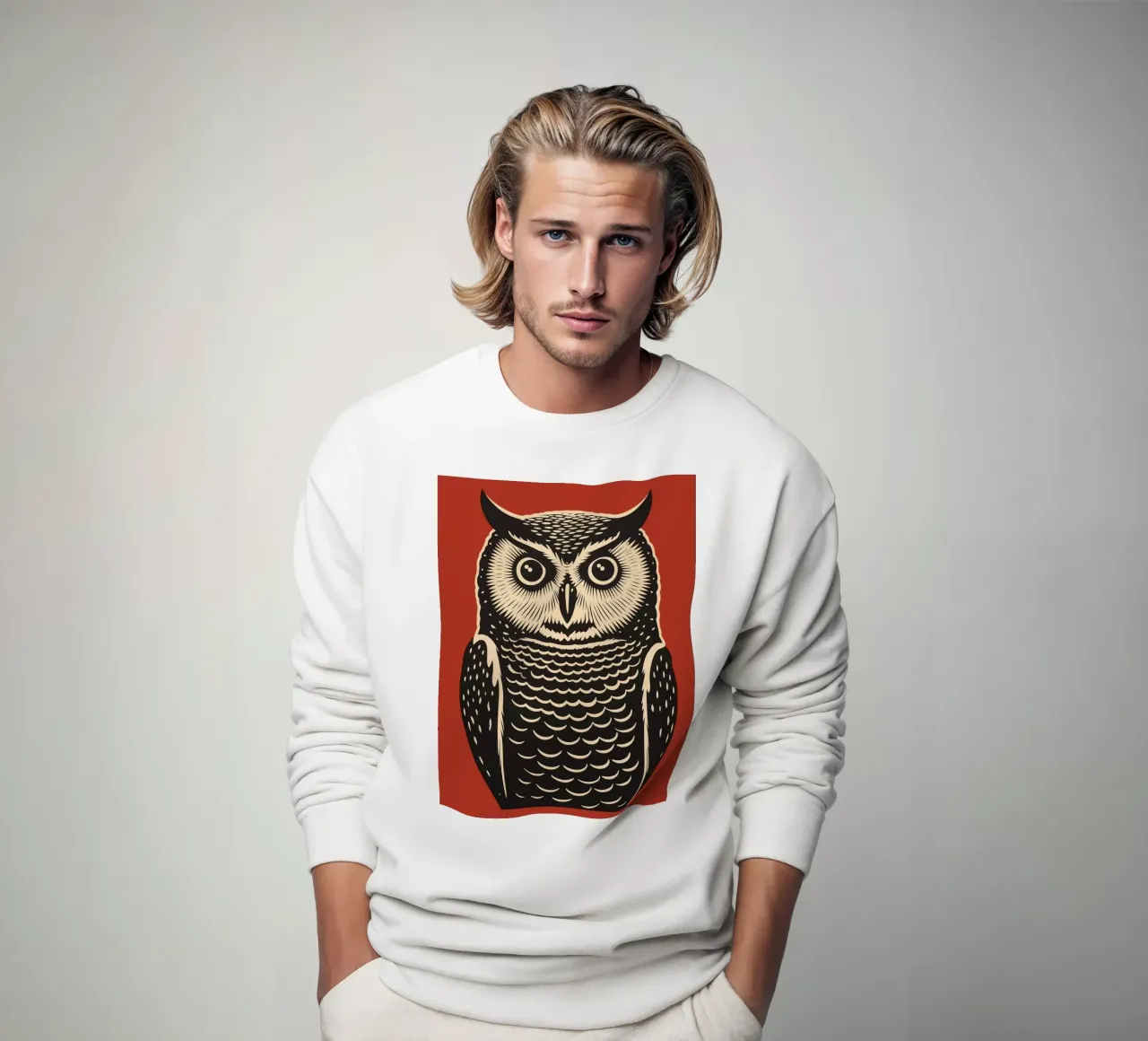 Attento gufo d'epoca - xilografia a colori felpa da Autofocus