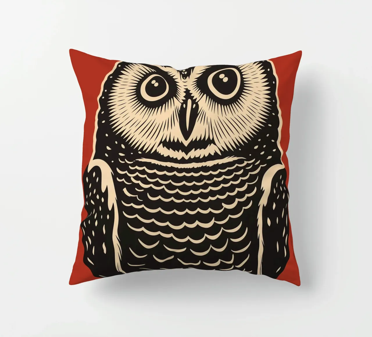 Attento gufo d'epoca - xilografia a colori cuscino da Autofocus