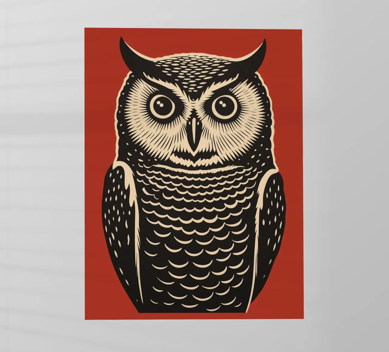 Attento gufo d'epoca - xilografia a colori pellicola backlit da Autofocus