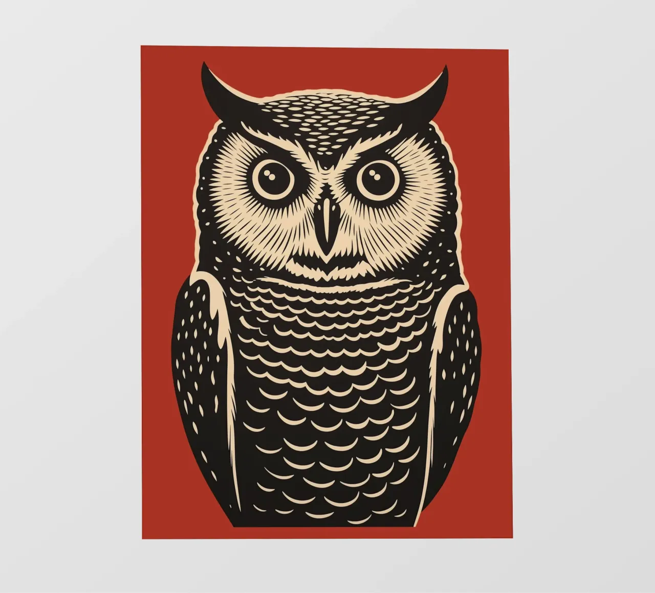 Attento gufo d'epoca - xilografia a colori pellicola backlit da Autofocus