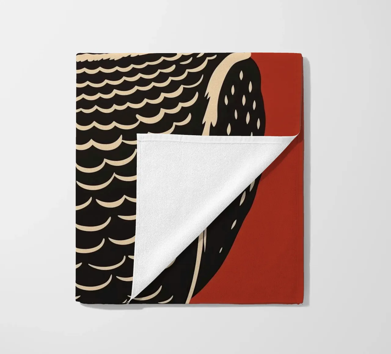 Attento gufo d'epoca - xilografia a colori telo mare da Autofocus