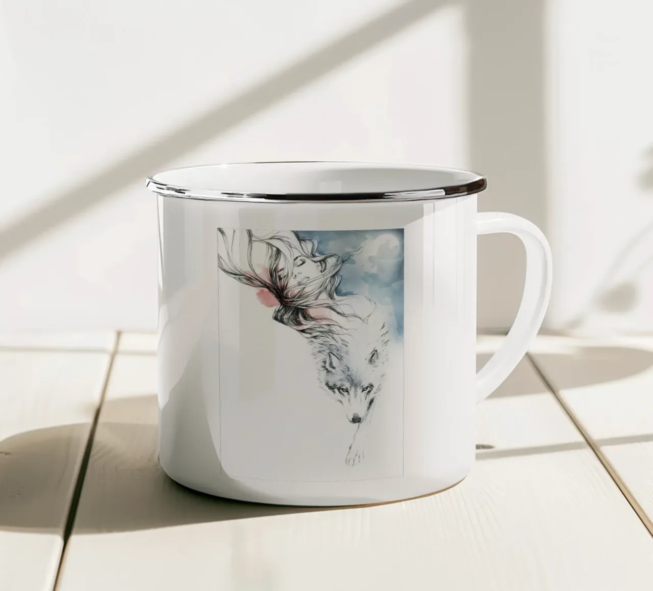Sognare i lupi tazza in smalto da Susana Miranda ilustracion