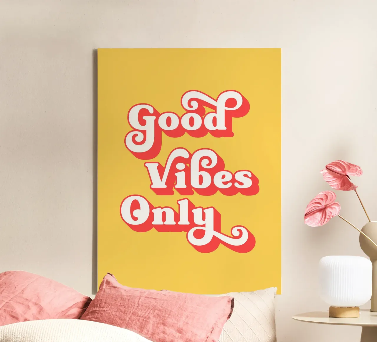 Good vibes only (Yellow tone) canvas with Floater frame by Paigaam Studio