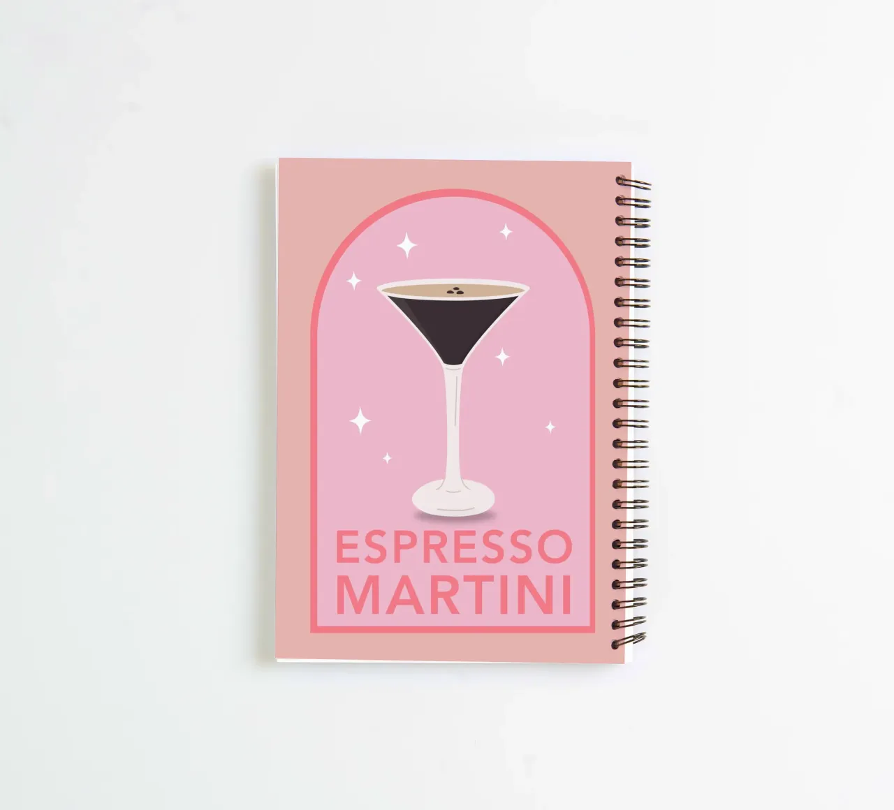 Espresso Martini Cocktail Print, Cute Art Print spiral notebook by pdigitalprints