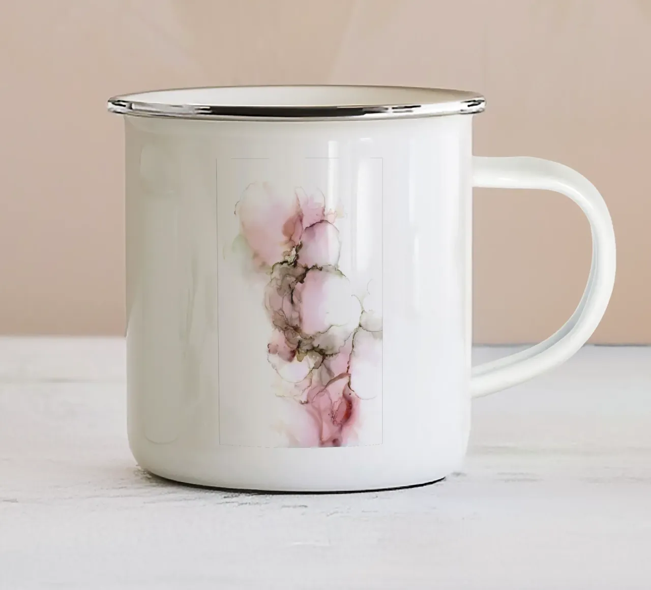Macchie astratte di inchiostro fluido rosa tazza in smalto da Susana Miranda ilustracion