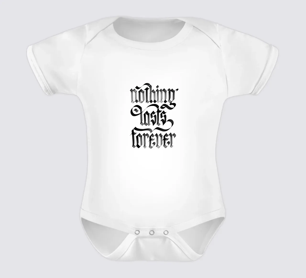 Nothing Lasts Forever short-sleeve baby romper by Magnific