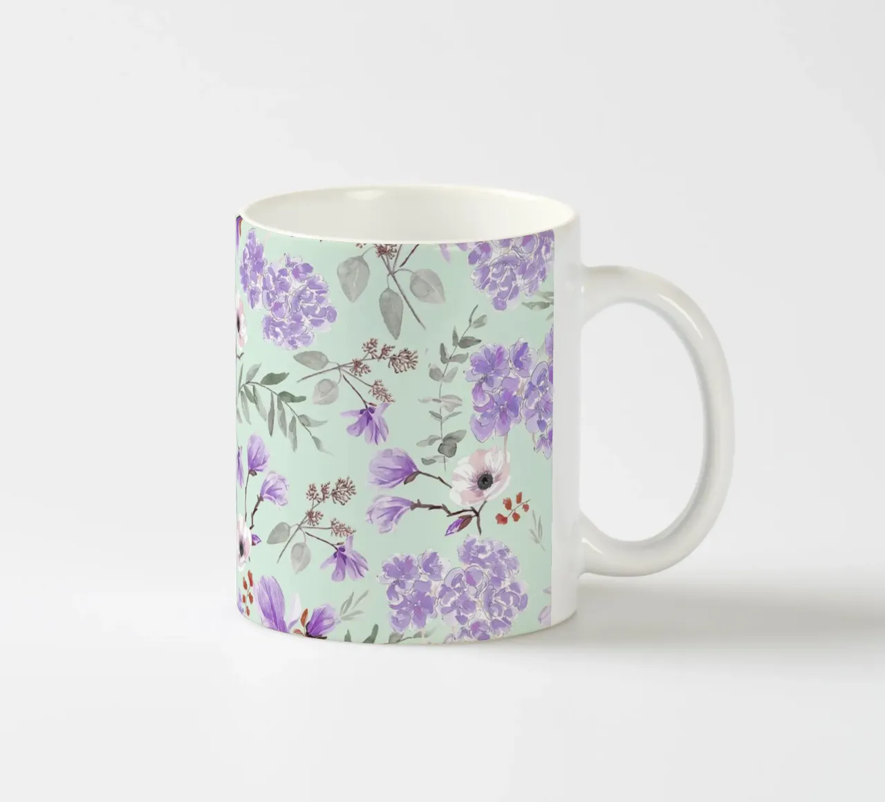 Romantic Pattern Green and Lavender tazza in ceramica da anisillustration