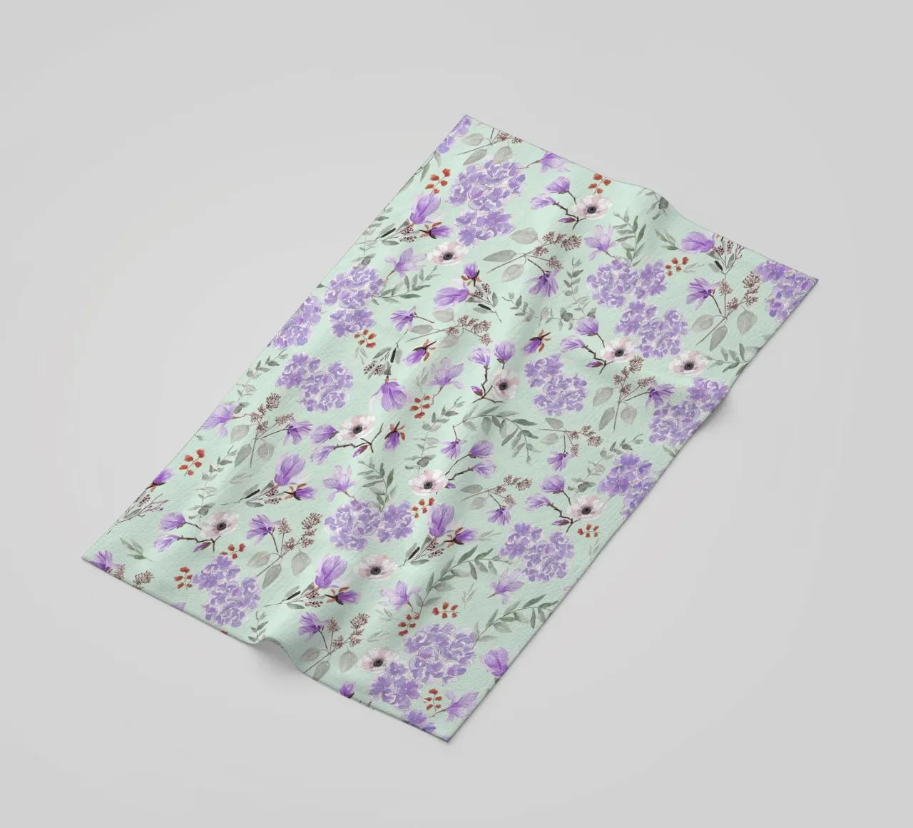 Romantic Pattern Green and Lavender telo mare da anisillustration