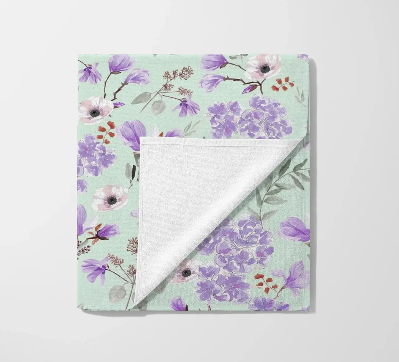 Romantic Pattern Green and Lavender telo mare da anisillustration