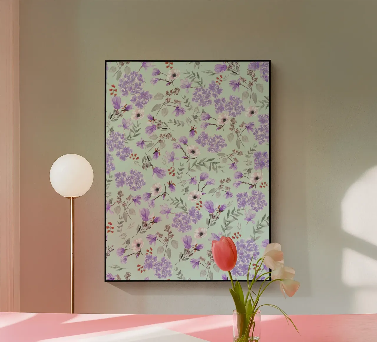 Romantic Pattern Green and Lavender plexiglass da anisillustration