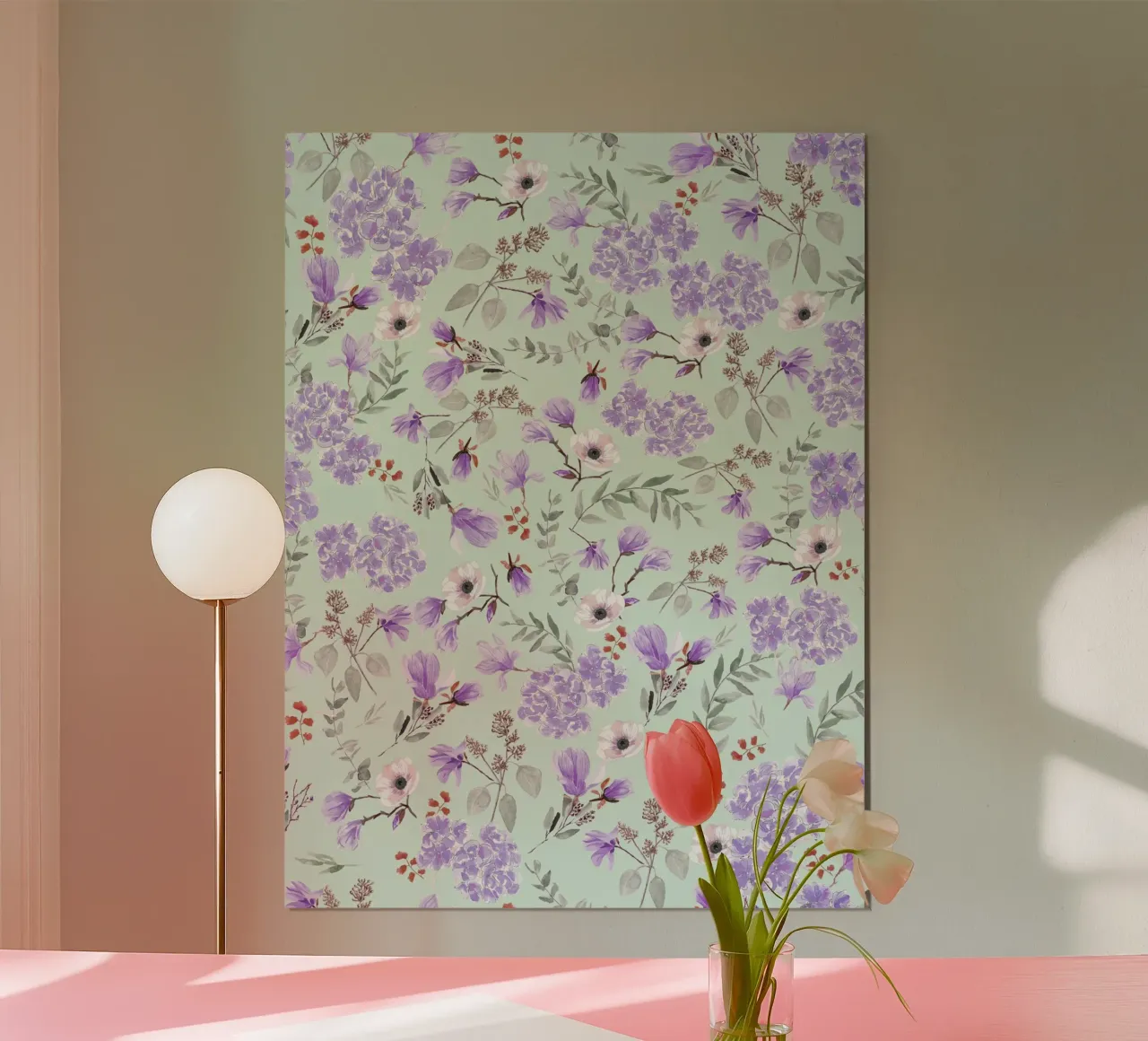 Romantic Pattern Green and Lavender carta hahnemühle da anisillustration