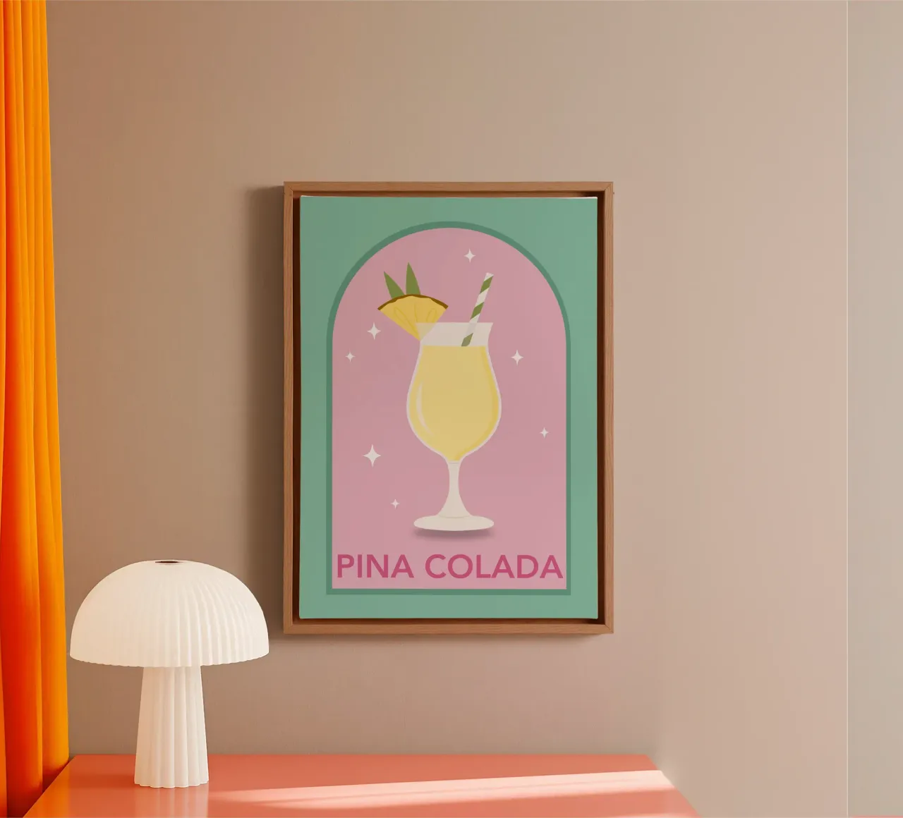 Piña Colada Cocktail Print, Keuken Kunst canvas met Baklijst van pdigitalprints