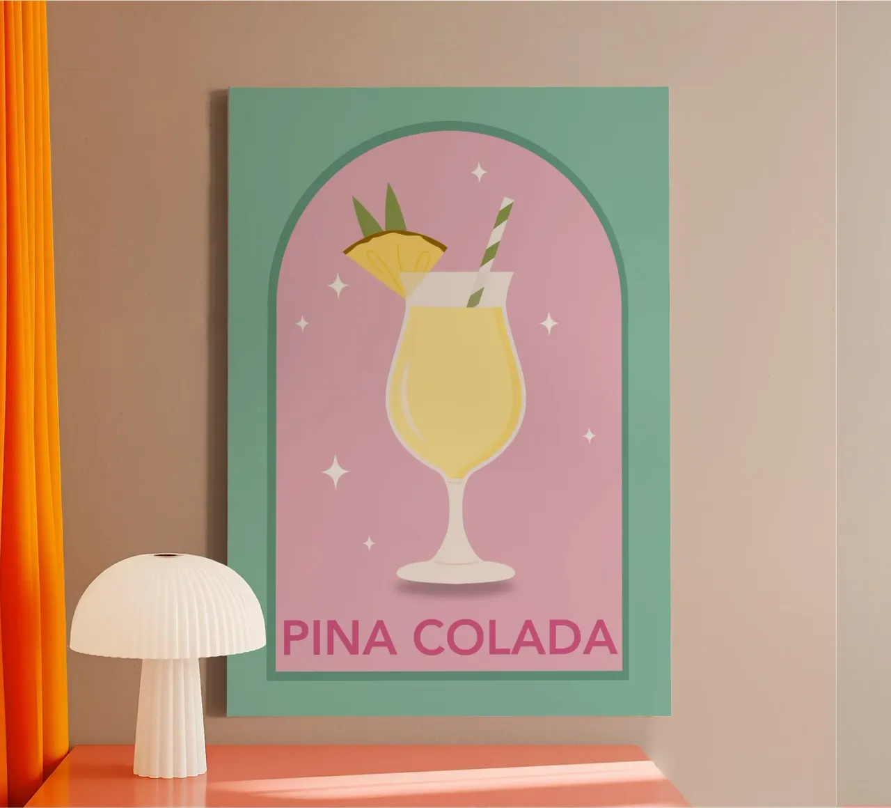 Piña Colada Cocktail Print, Keuken Kunst canvas met Baklijst van pdigitalprints