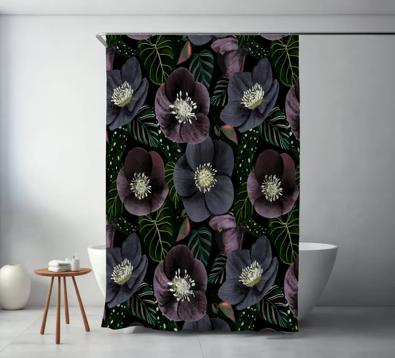 Dark Flowers Pattern tenda da doccia da anisillustration