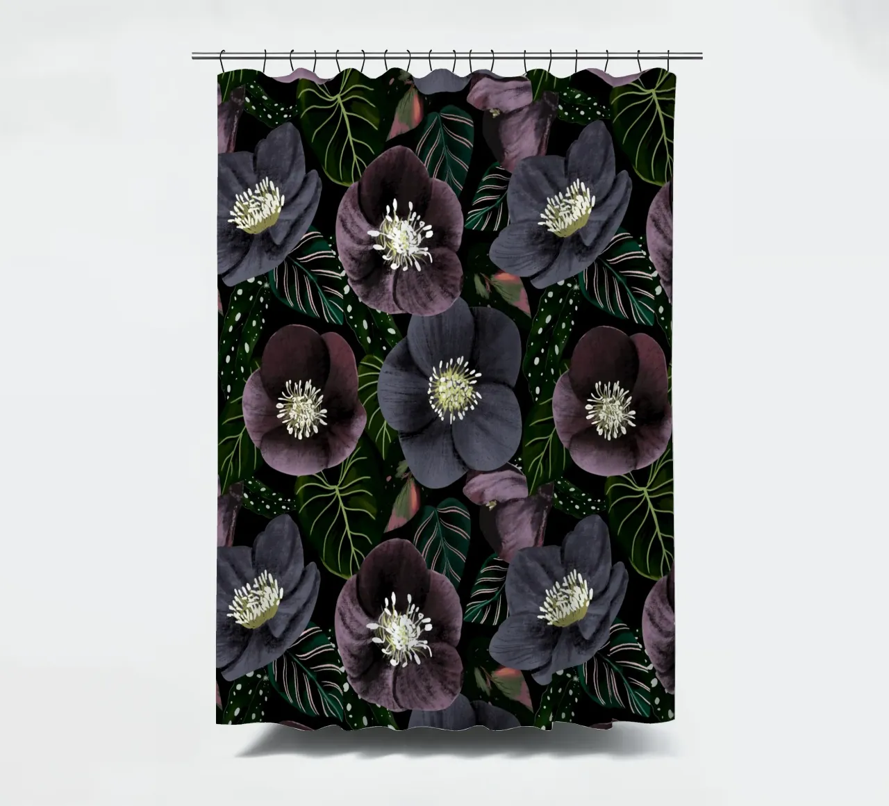 Dark Flowers Pattern tenda da doccia da anisillustration