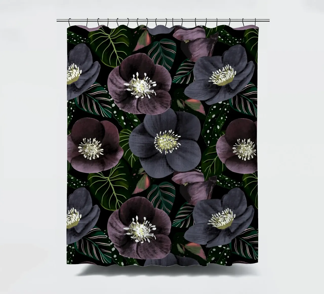 Dark Flowers Pattern tenda da doccia da anisillustration