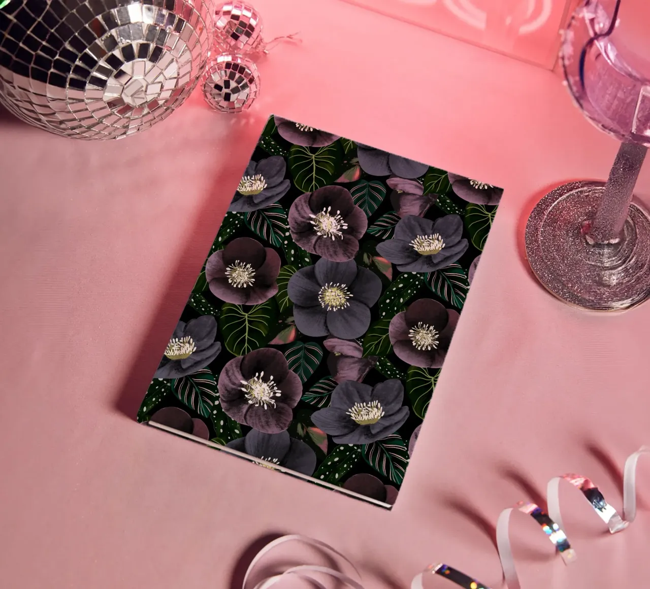 Dark Flowers Pattern notebook by anisillustration