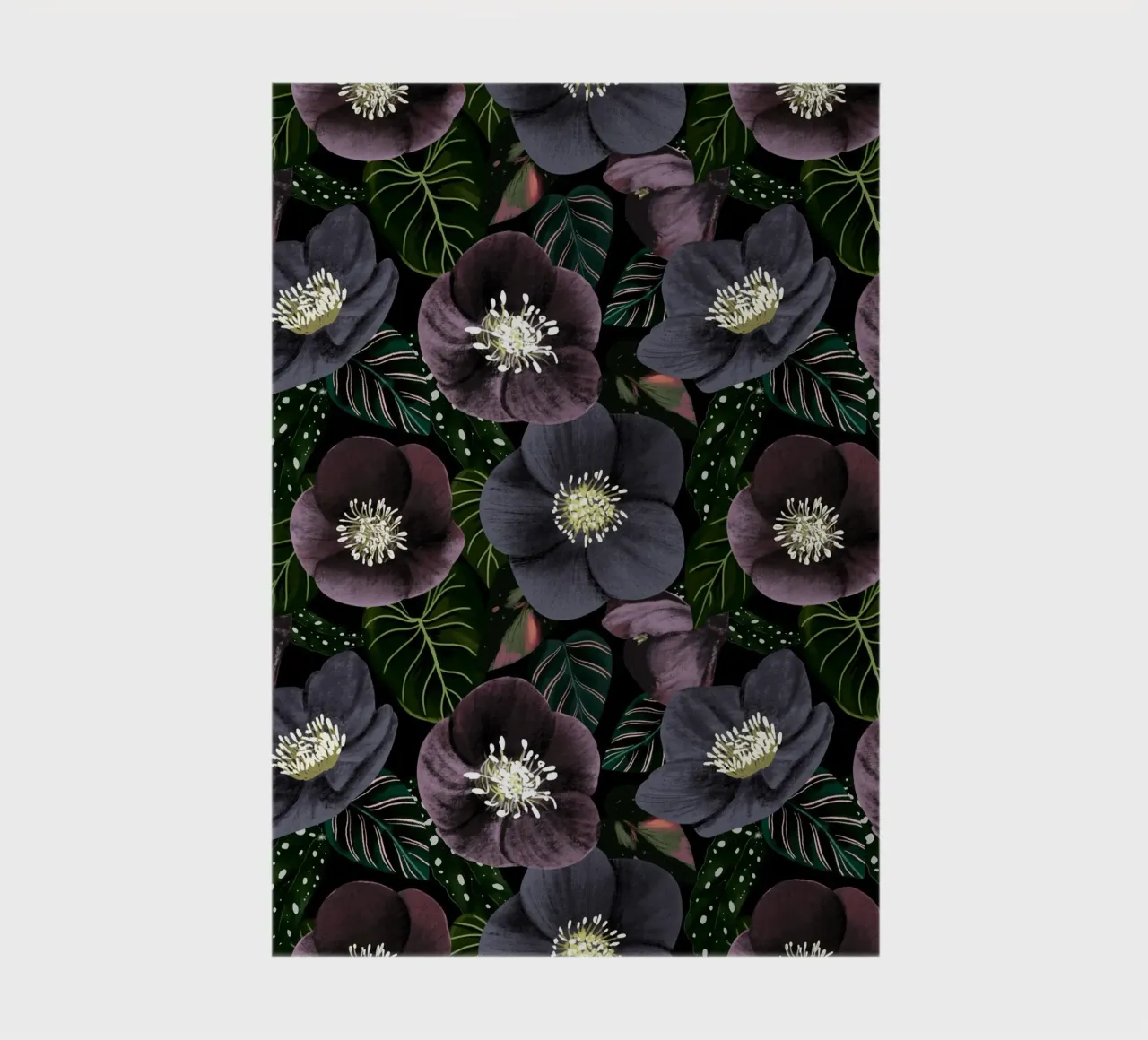 Dark Flowers Pattern notebook by anisillustration