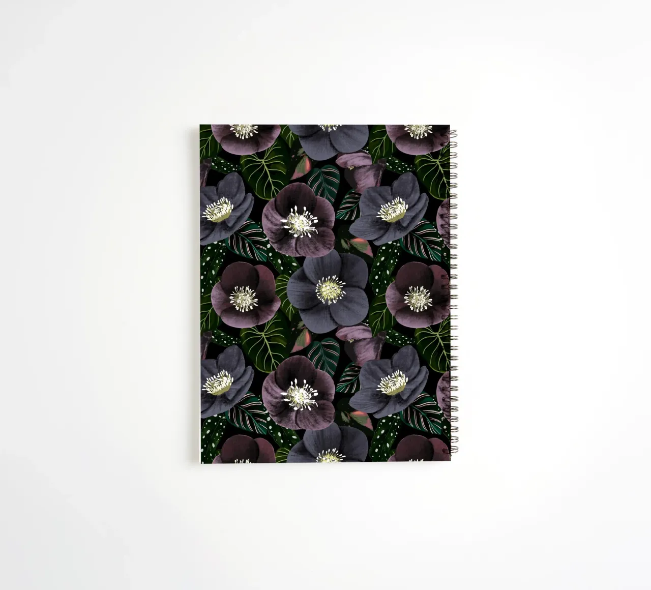 Dark Flowers Pattern spiral notebook by anisillustration