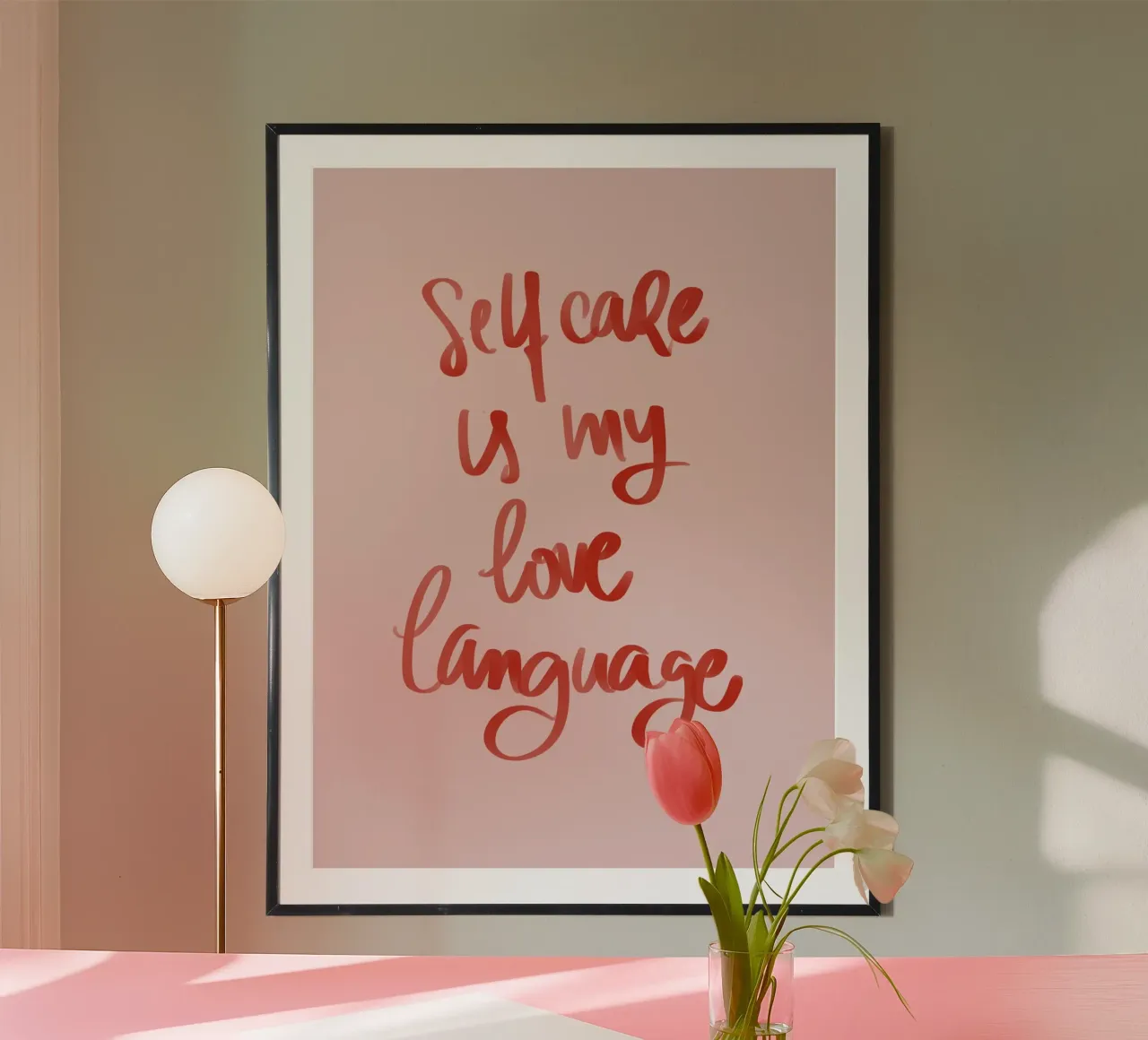 Self Care is my Love Language poster con telaio in plastica da Magnific