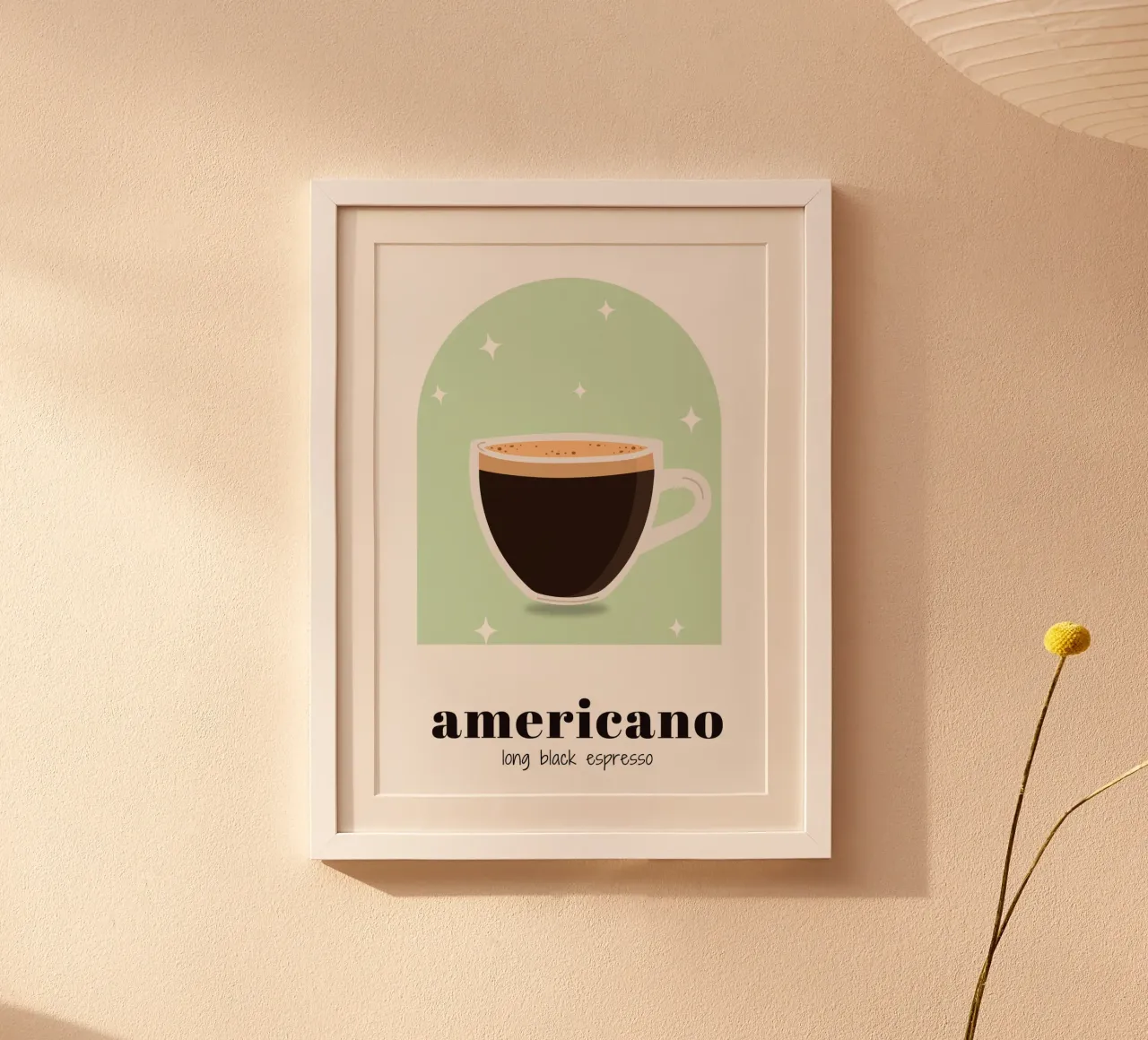Americano Coffee art ,Stampa cold brew ,Caffè da cucina poster con telaio in legno da pdigitalprints