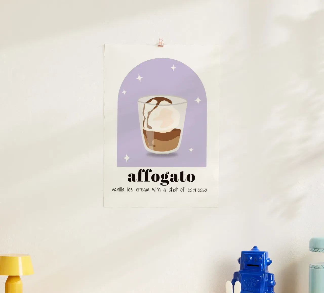 Affogato Coffee art ,Stampa cold brew ,Caffè da cucina poster con telaio in legno da pdigitalprints