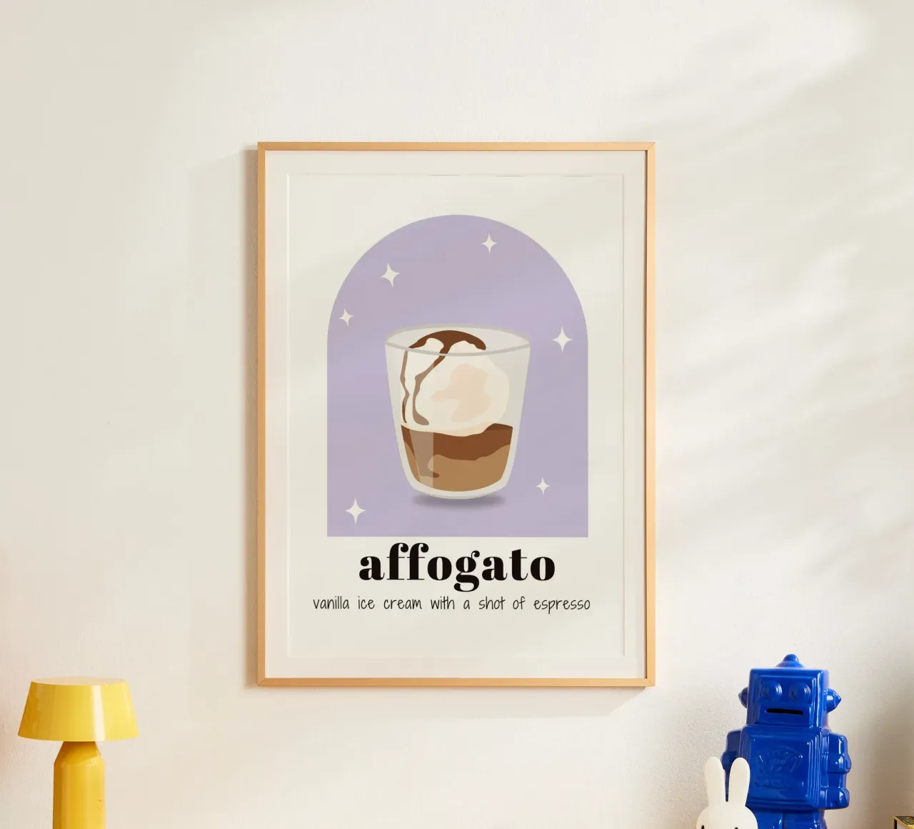 Affogato Coffee art ,Stampa cold brew ,Caffè da cucina poster con telaio in legno da pdigitalprints