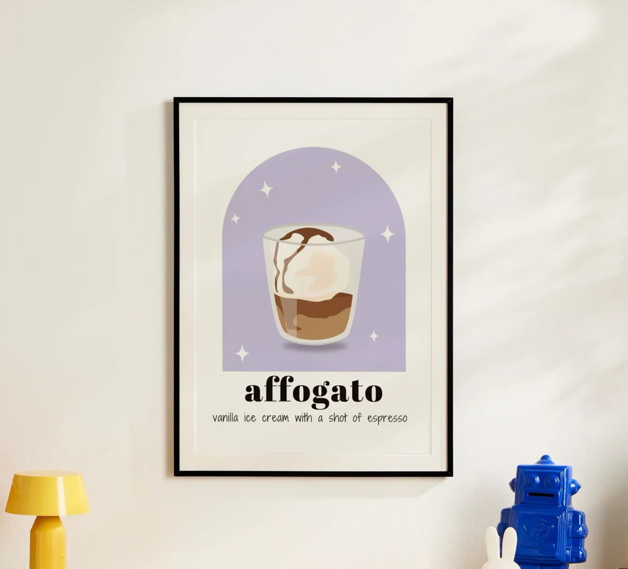 Affogato Coffee art ,Stampa cold brew ,Caffè da cucina poster con telaio in legno da pdigitalprints