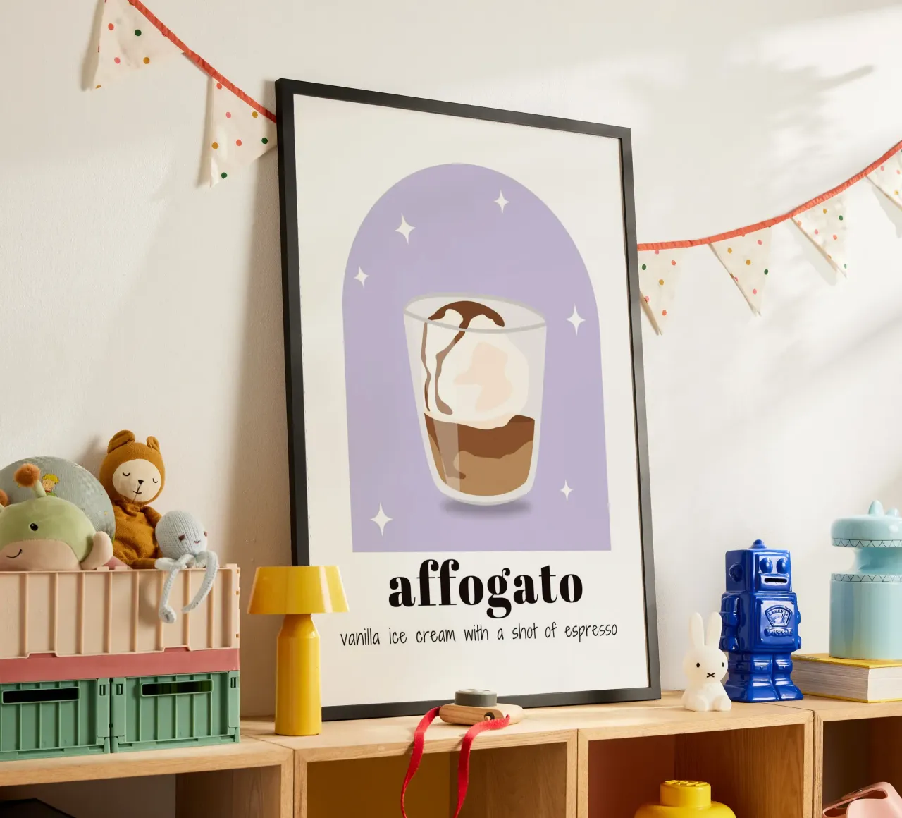 Affogato Coffee art ,Stampa cold brew ,Caffè da cucina poster con telaio in legno da pdigitalprints