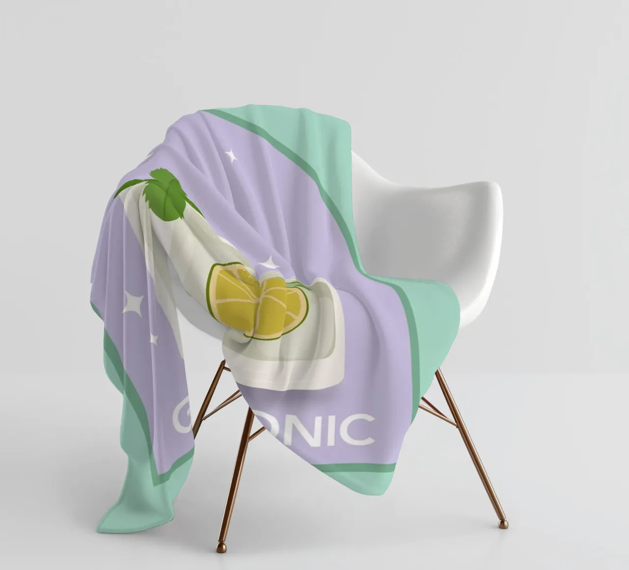 Gin & Tonic Cocktail Print, Gin Tonic Print, Bar Cart Decor fleece blanket by pdigitalprints