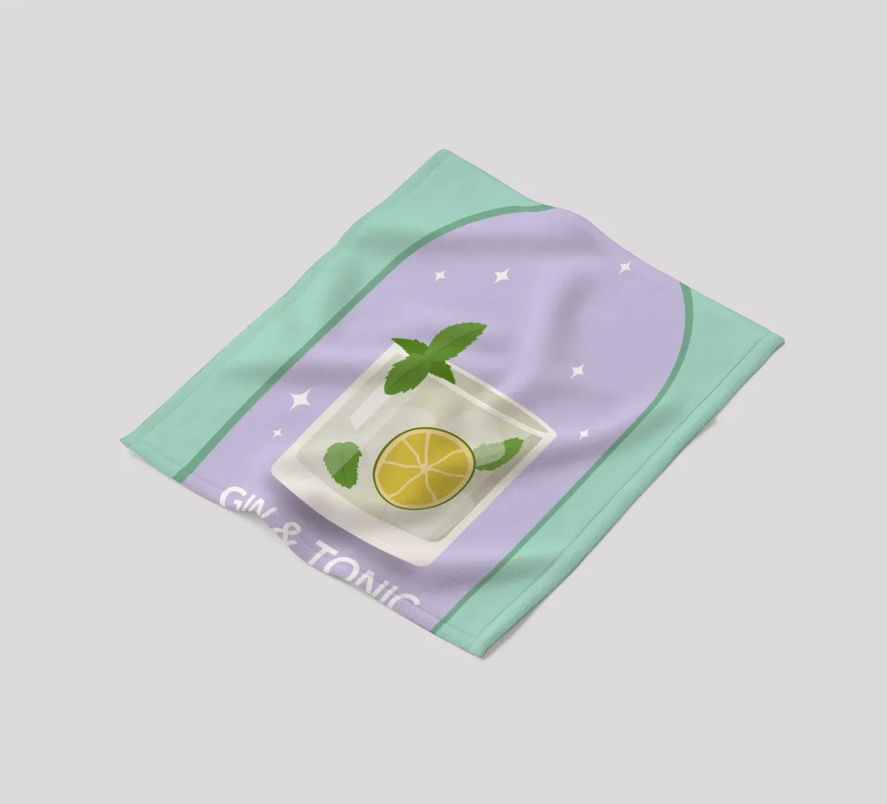 Gin & Tonic Cocktail Print, Gin Tonic Print, Bar Cart Decor fleece blanket by pdigitalprints