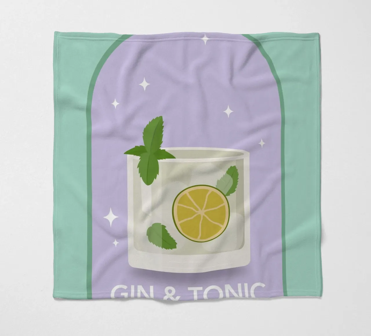 Gin & Tonic Cocktail Print, Gin Tonic Print, Bar Cart Decor fleece blanket by pdigitalprints