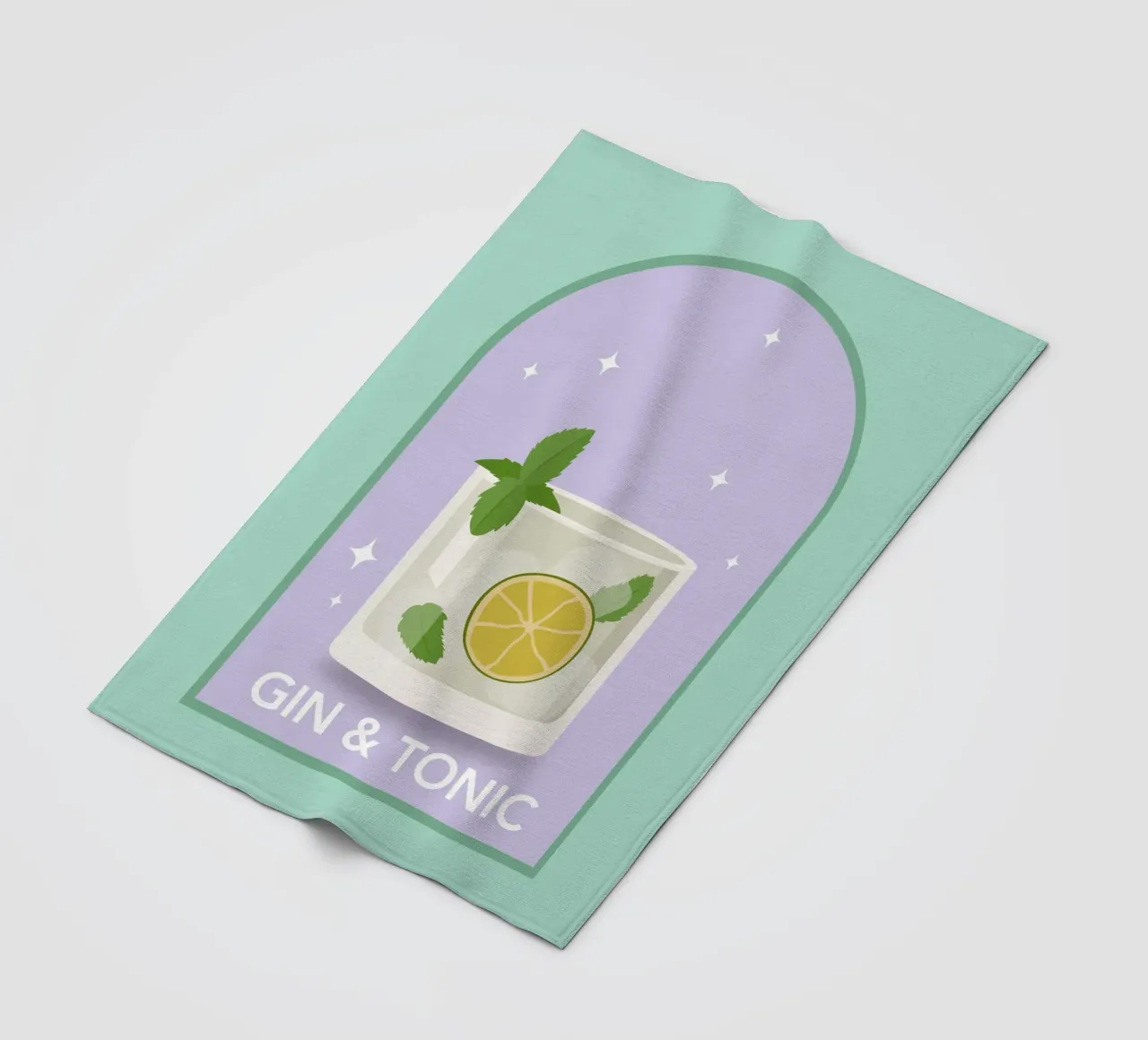 Gin & Tonic Cocktail Print, Gin Tonic Print, Bar Cart Decor fleece blanket by pdigitalprints