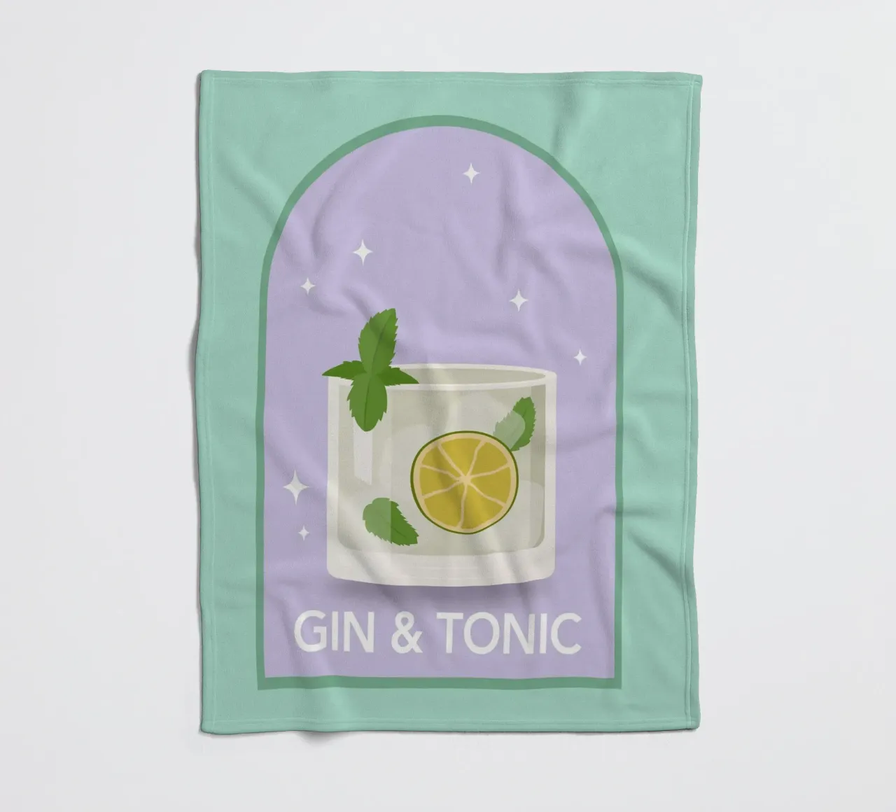 Gin & Tonic Cocktail Print, Gin Tonic Print, Bar Cart Decor fleece blanket by pdigitalprints