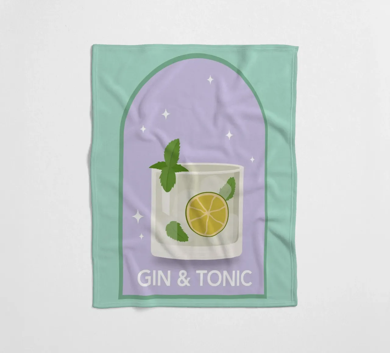 Gin & Tonic Cocktail Print, Gin Tonic Print, Bar Cart Decor fleece blanket by pdigitalprints