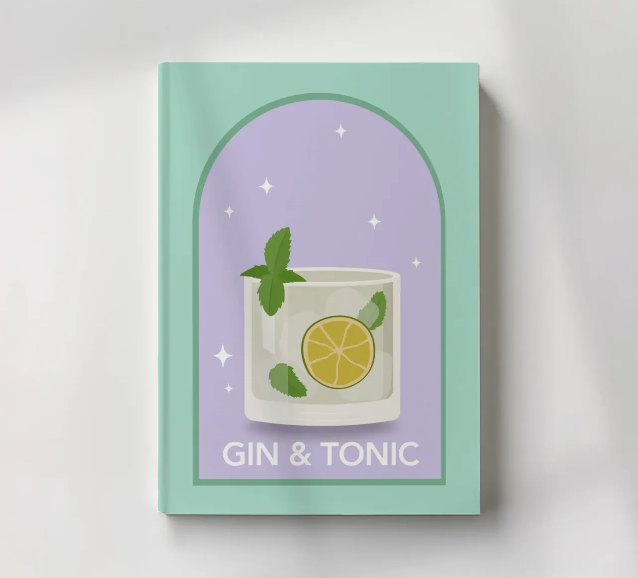 Gin & Tonic Cocktail Print, Gin Tonic Print, Bar Cart Decor notebook by pdigitalprints
