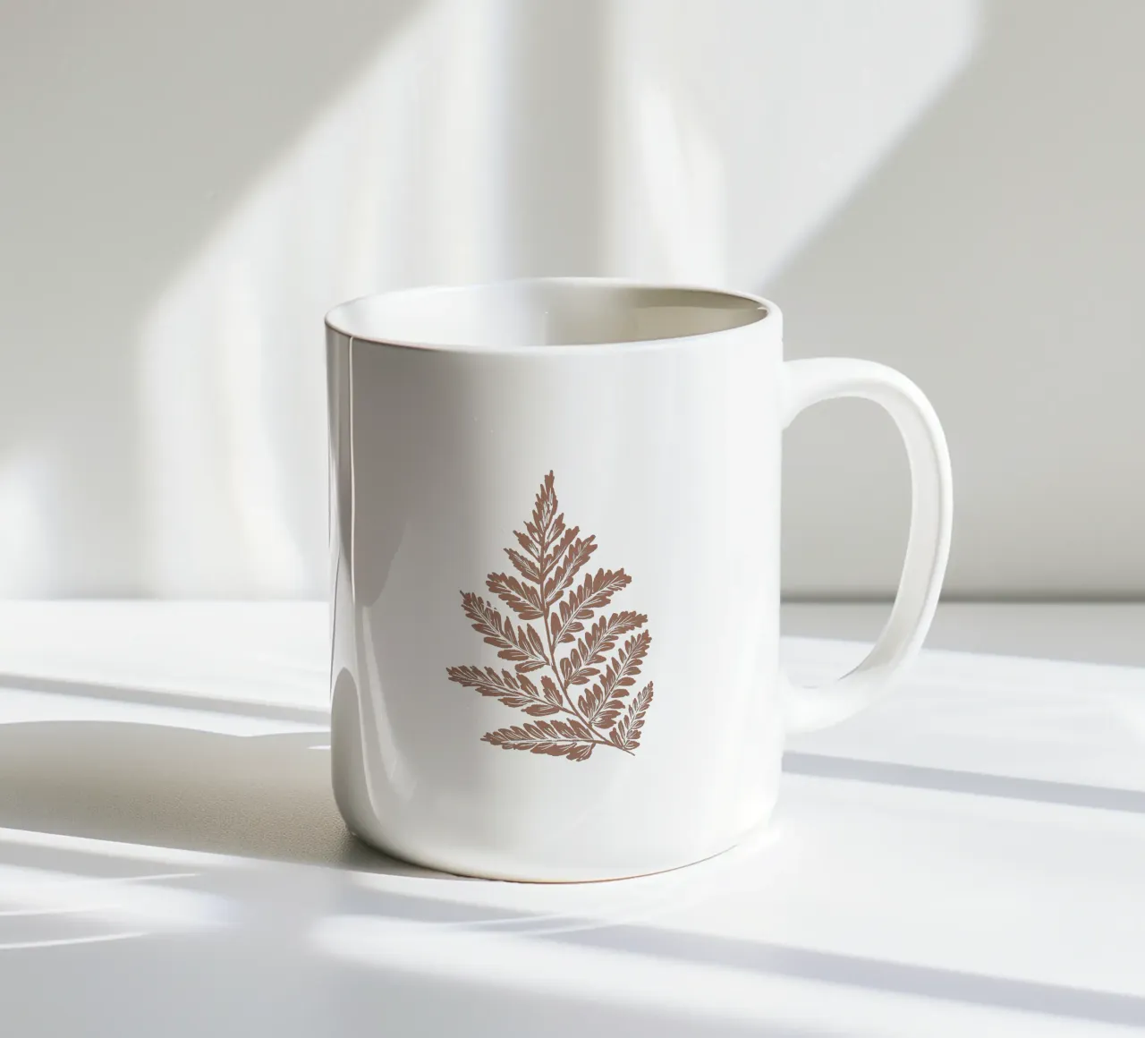 Simple Leaf Mocha Mousse ceramic mug by anisillustration