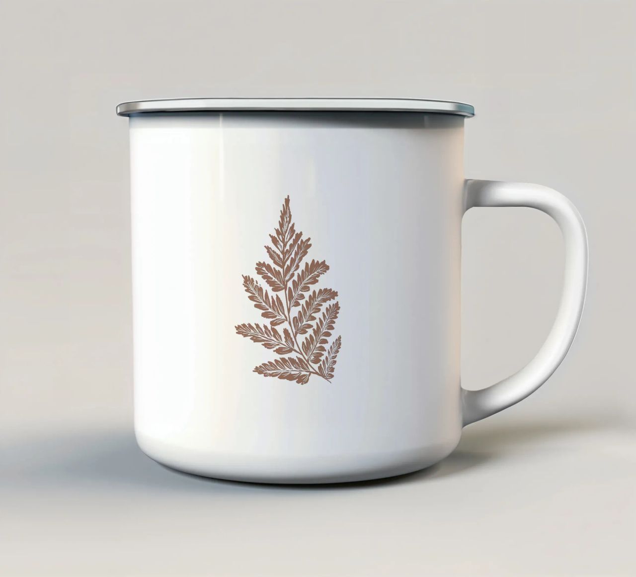 Simple Leaf Mocha Mousse Emaille Tasse von anisillustration