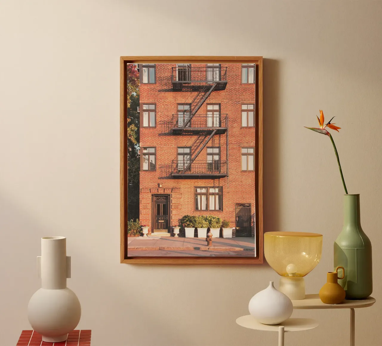 New York, VS I Baksteenarchitectuur in Brooklyn canvas met Baklijst van Julie Travel Photography