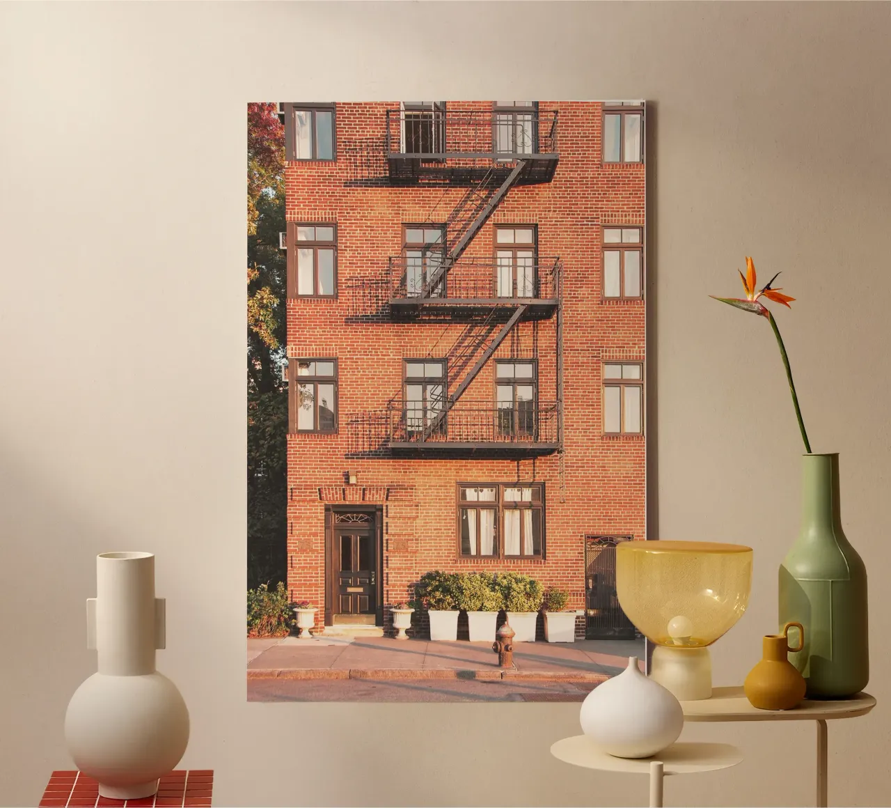 New York, VS I Baksteenarchitectuur in Brooklyn canvas met Baklijst van Julie Travel Photography