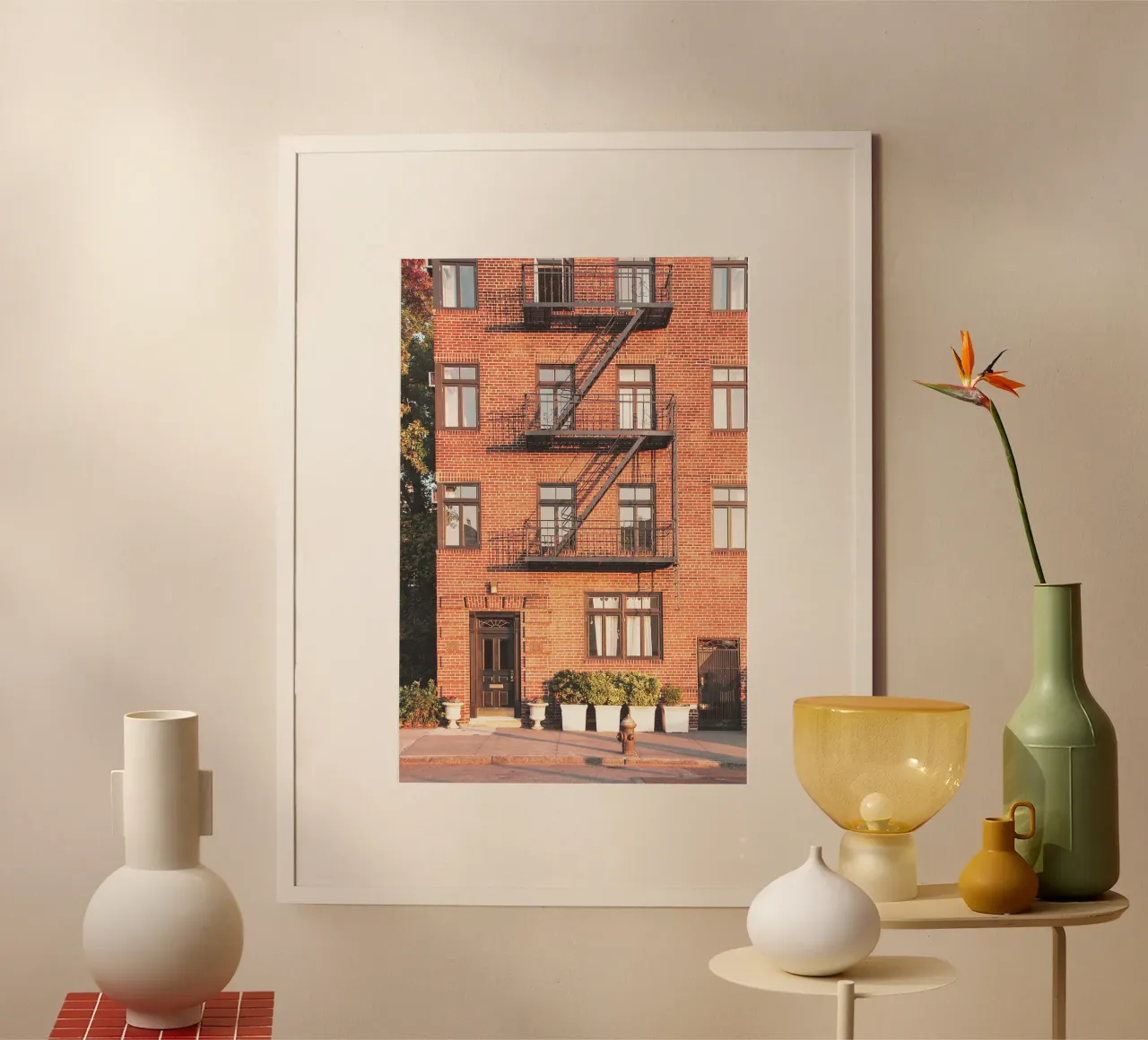 New York, USA I Architettura in mattoni a Brooklyn poster con telaio in plastica da Julie Travel Photography