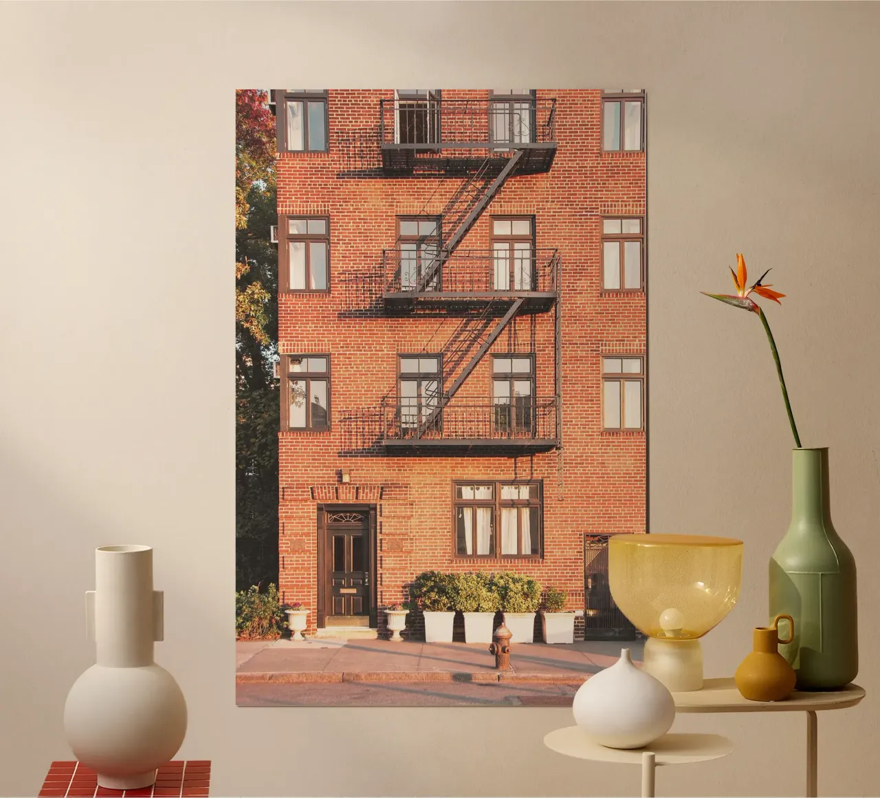 New York, USA I Architettura in mattoni a Brooklyn poster con telaio in plastica da Julie Travel Photography