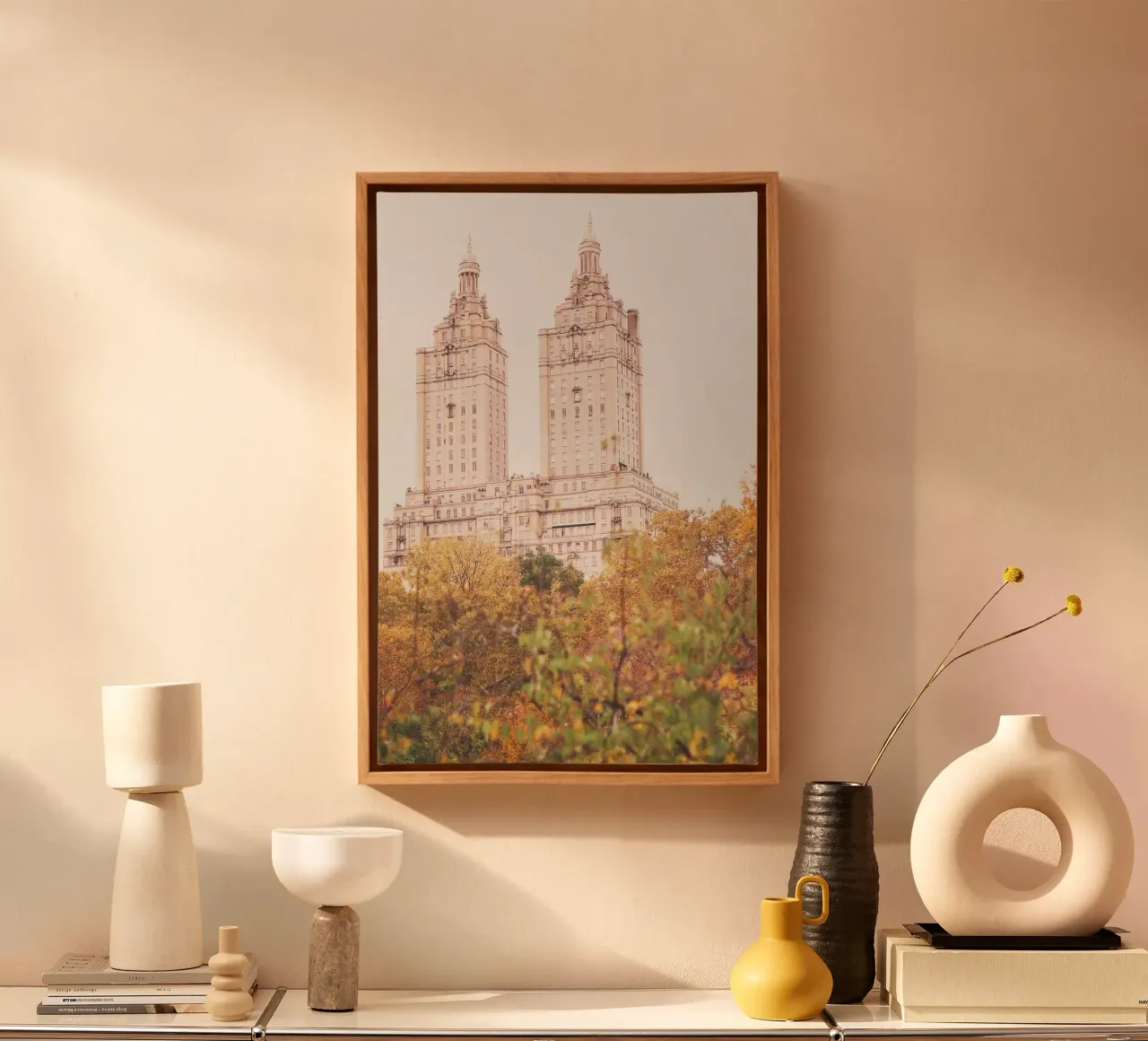 New York, VS I De San Remo-torens in Central Park canvas met Baklijst van Julie Travel Photography