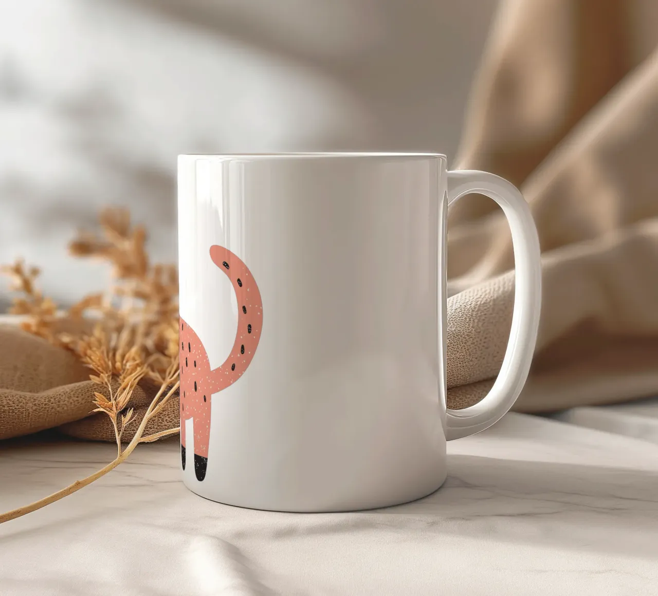Pink cat for children ceramic mug by Autofocus