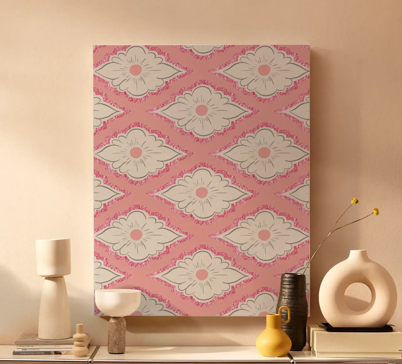 Pink Geometric Pattern tela con Cornice a cassetta da anisillustration