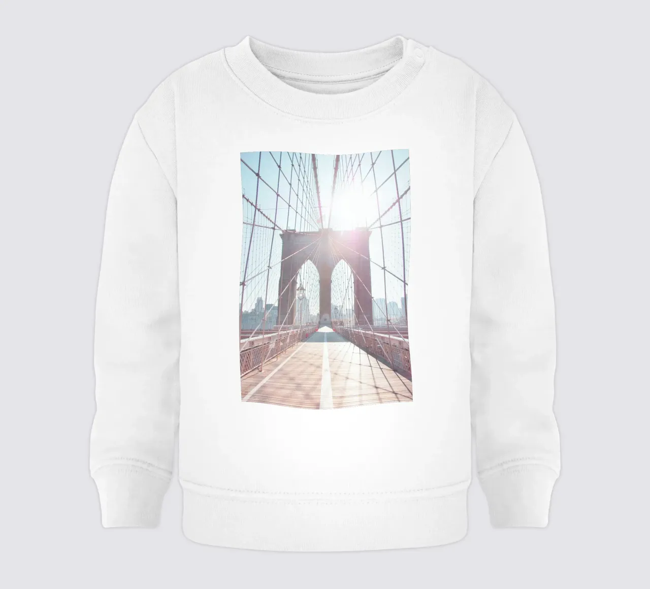 New York, USA I Soleil sur Brooklyn bridge matinal minimal felpa neonato da Julie Travel Photography